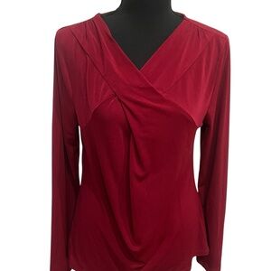 Ann Taylor Deep Red Draped Blouse